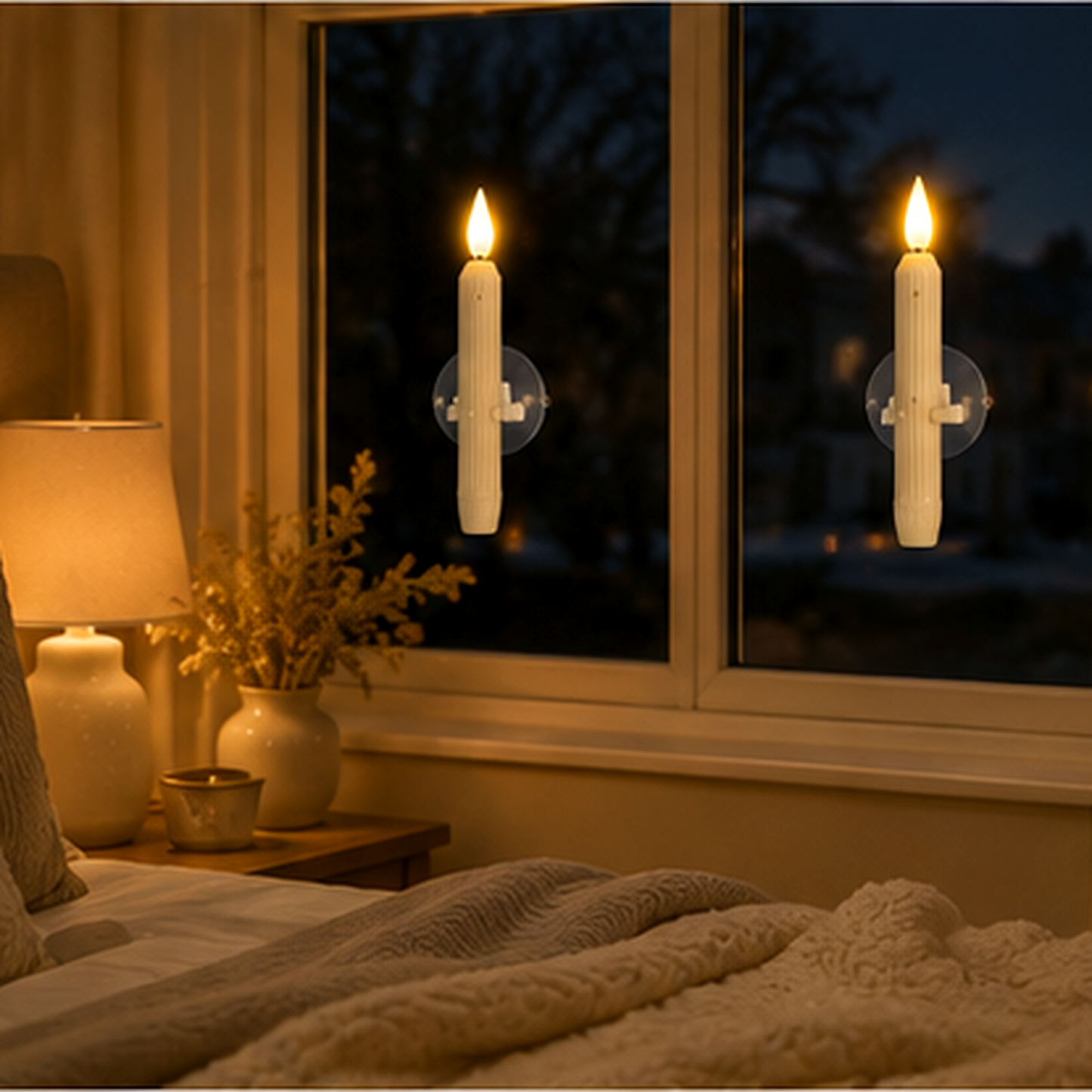 6Pcs Window Flameless Led Taper Candles with Sensor Dusk to Dawn