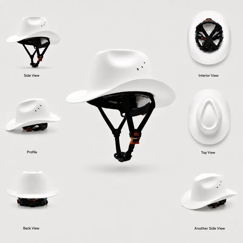 🤠Cowboy-Style Hard Hat – Wide Brim Safety Helmet with Chin Strap🛡️