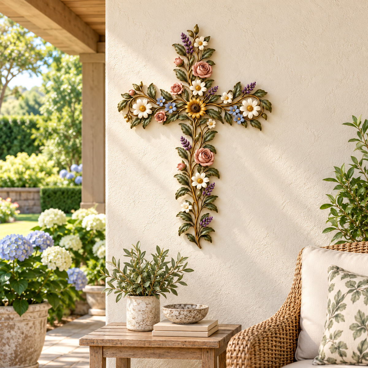 ✝️ Faith in Bloom — Floral Cross Wall Decor