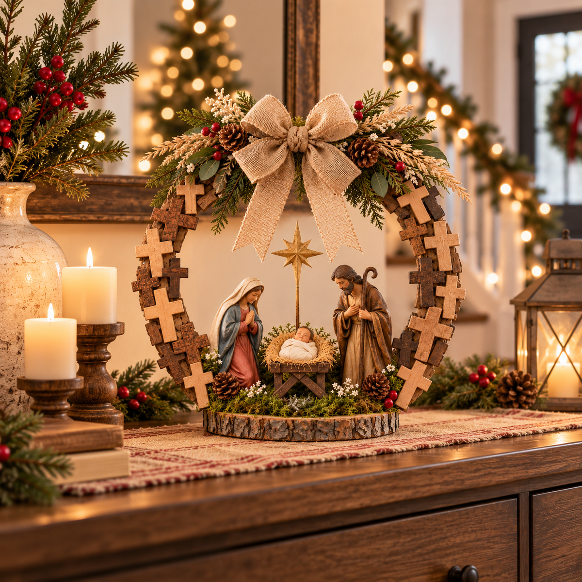 ✝️🙏Crosses of Bethlehem™ Nativity Christmas Wreath✨