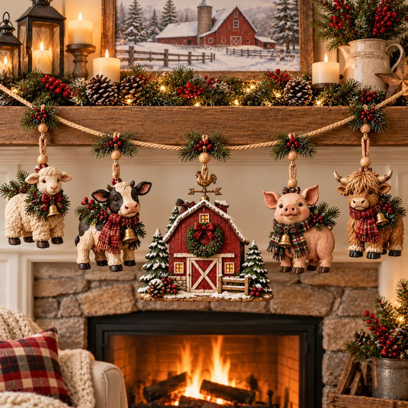 Christmas Farm Friends Hanging Mantel Garland
