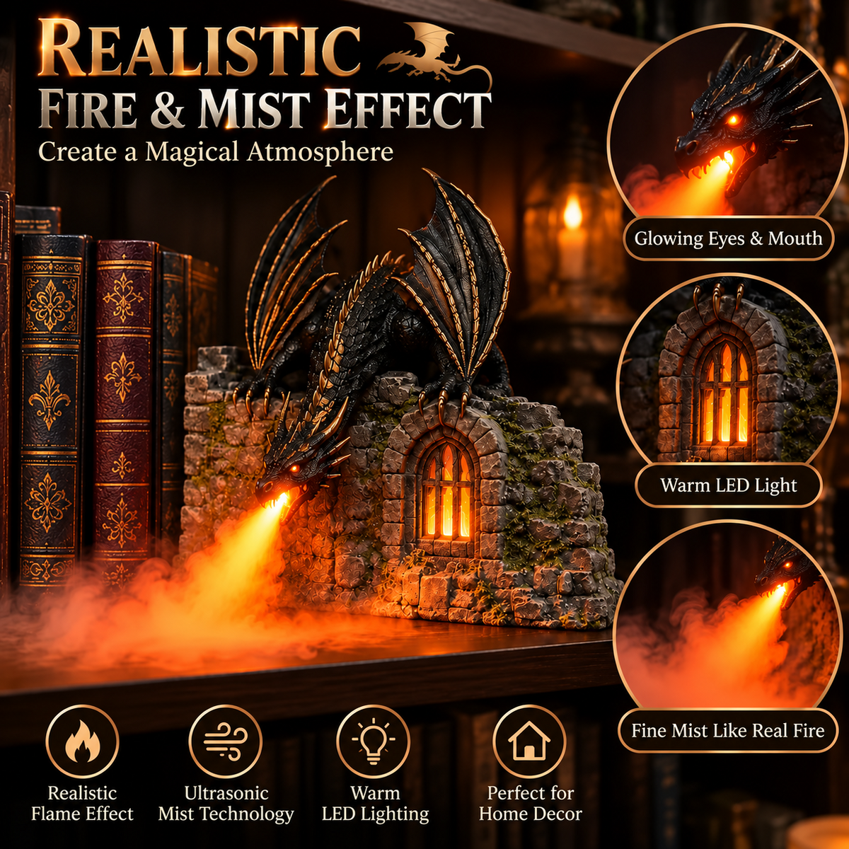 🔥🐉Enchanted Dragonfire Humidifier – A Touch of Magic for Your Cozy Corner