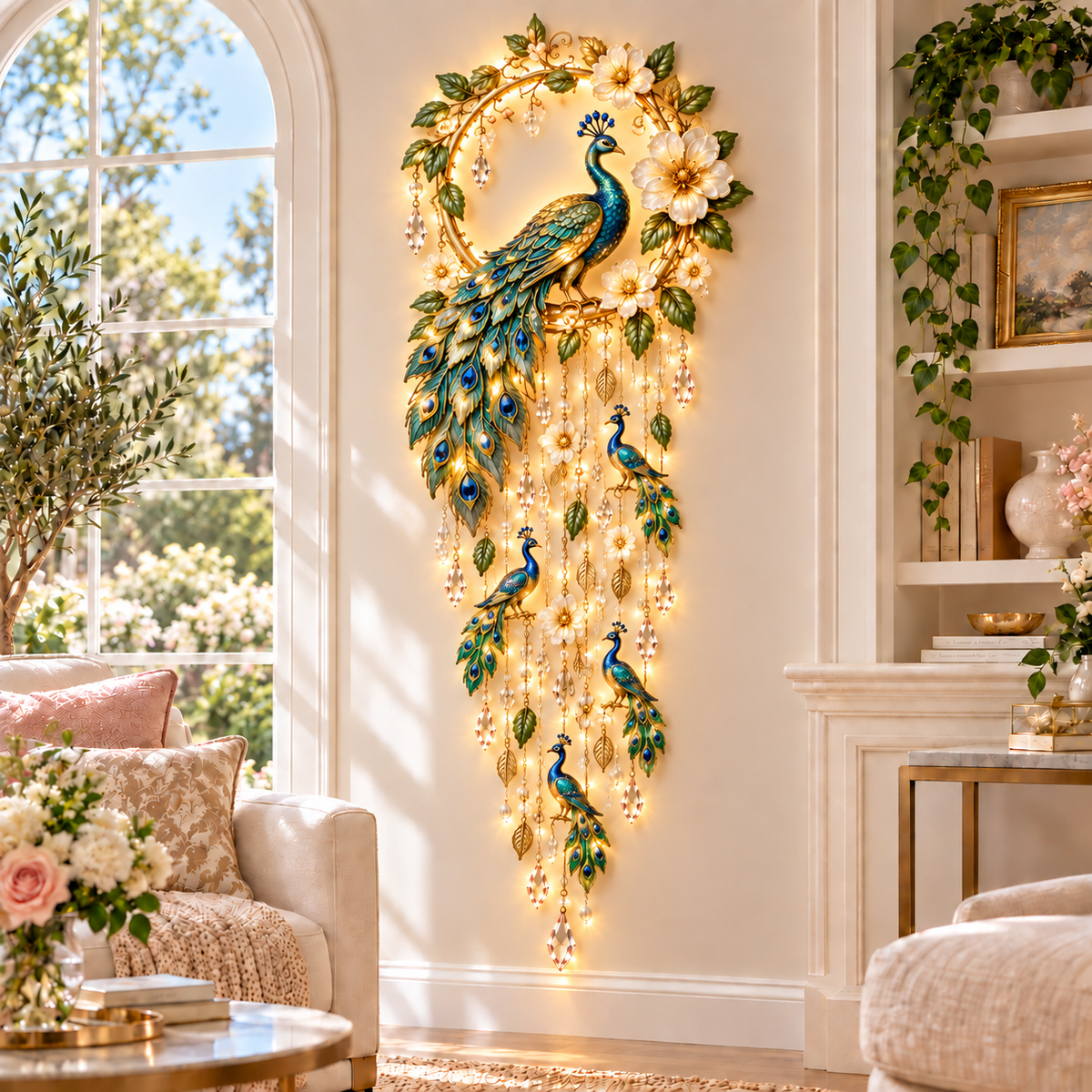 ✨ Enchanted Bird Garden Cascade Wall Light Collection – Hummingbird, Cardinal, Bluebird & Peacock