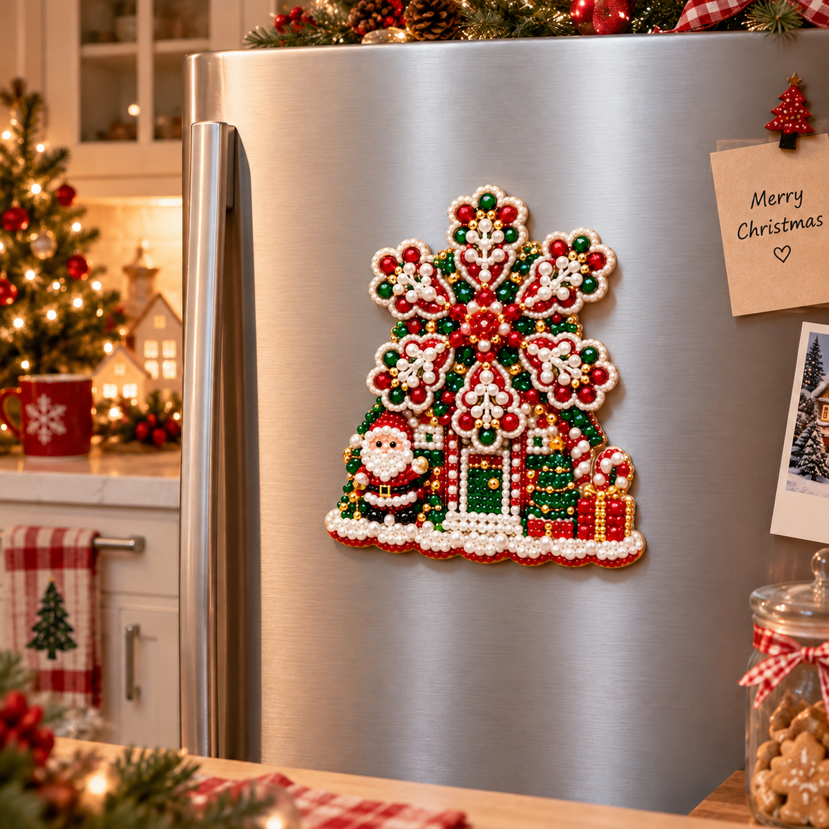 🔥DIY Pearl Art Christmas Windmill Fridge Magnet🌲