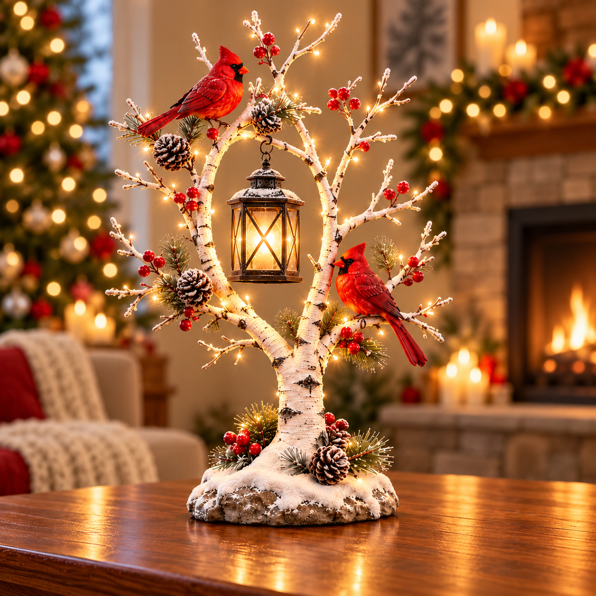 ❤️ A Little Winter Glow – Cardinal Lantern Tree ✨