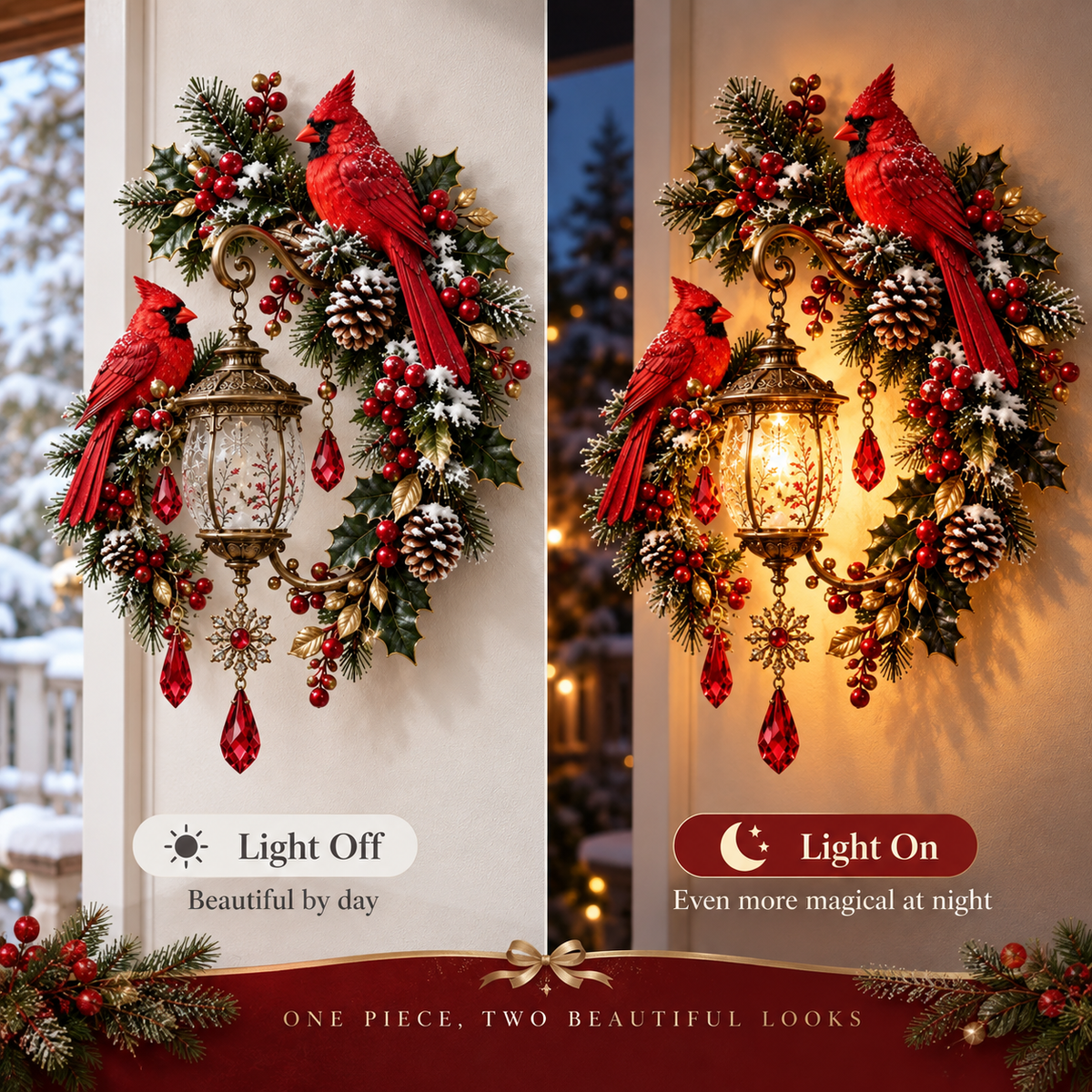 🔥😍Cardinal Lantern Wall Decor – A Warm Holiday Glow
