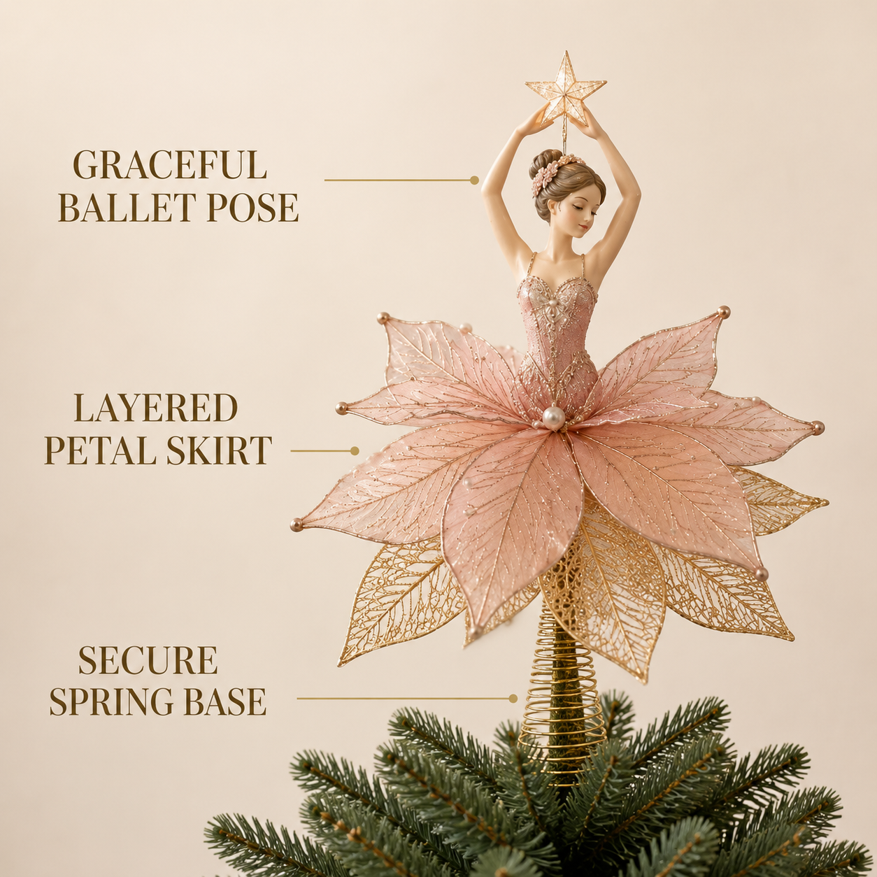 💃🌸Starlit Petal Dancer Christmas Tree Topper