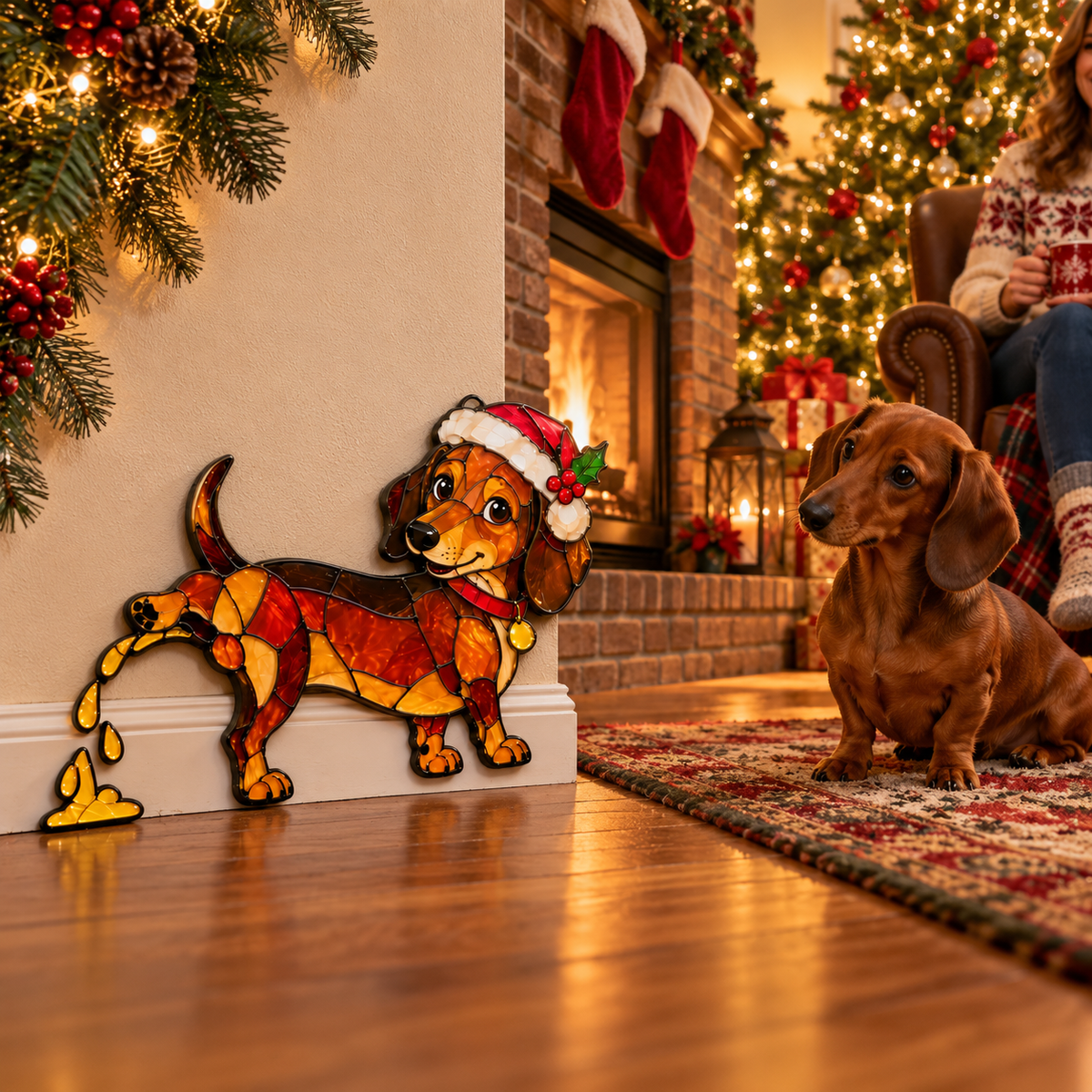 🔥🥰Funny Peeing Dachshund Christmas Decoration – A Hilarious Holiday Accent