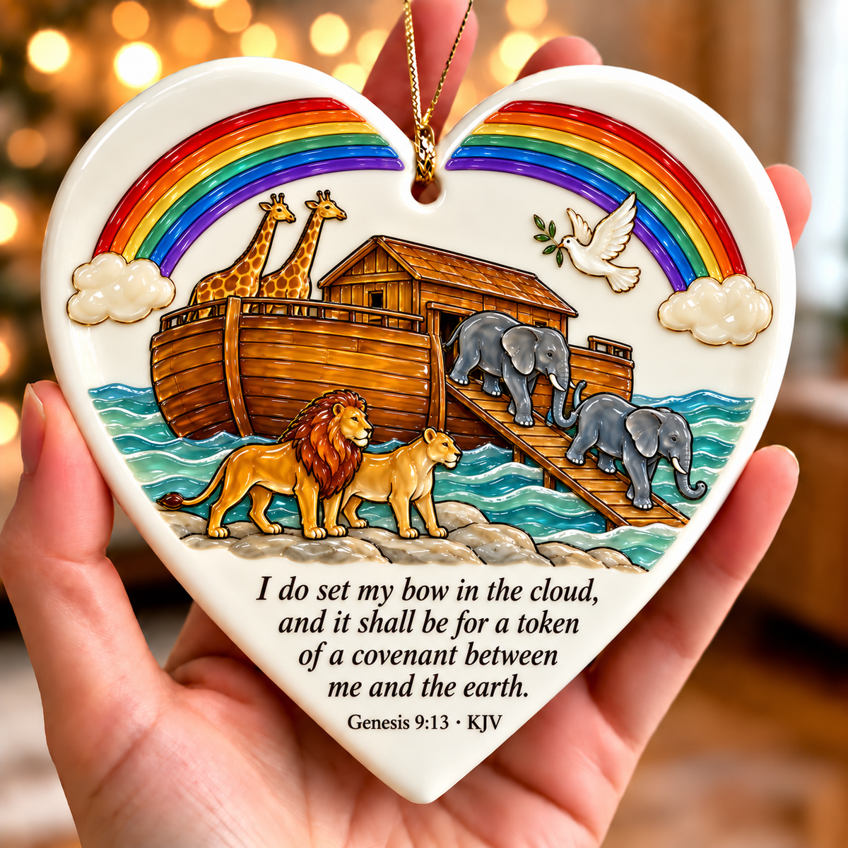 🤍✨ Sacred Stories™ Sea Glass Relief Bible Verse Heart Ornament ✝️
