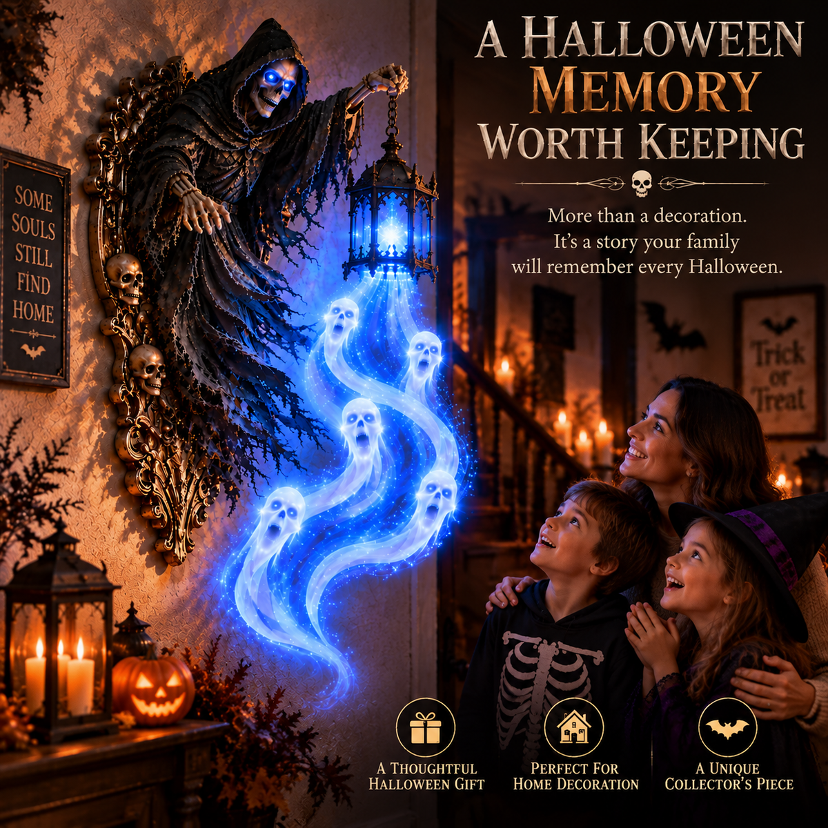 👻Soul Harvester Haunted Lantern Wall Decor-✅Easy to assemble ✅Sturdiness