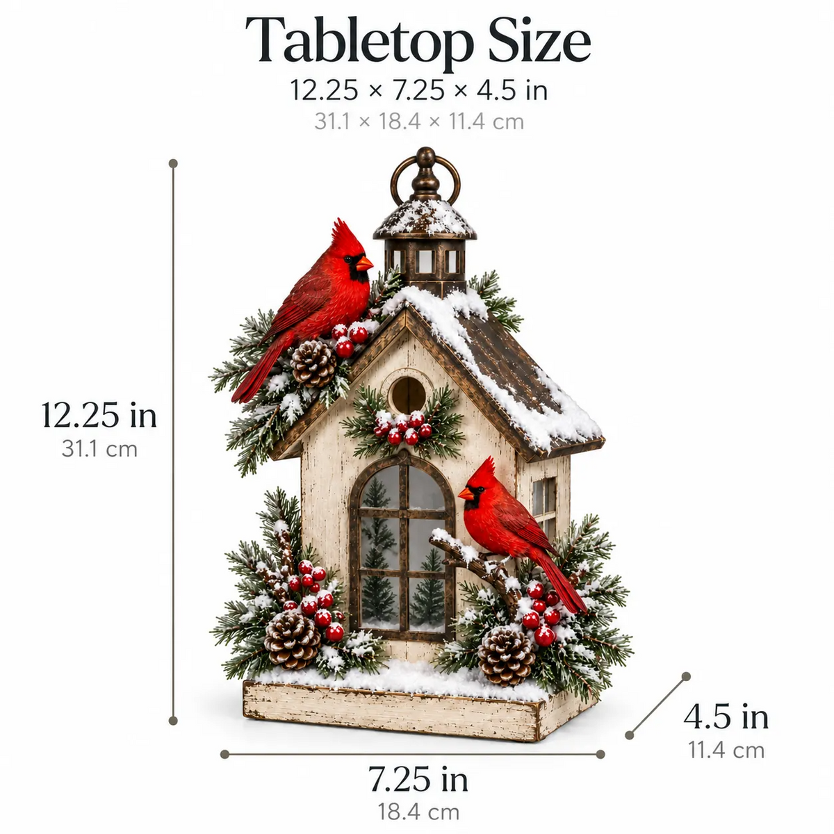 Winter Haven Cardinal Cottage Lantern