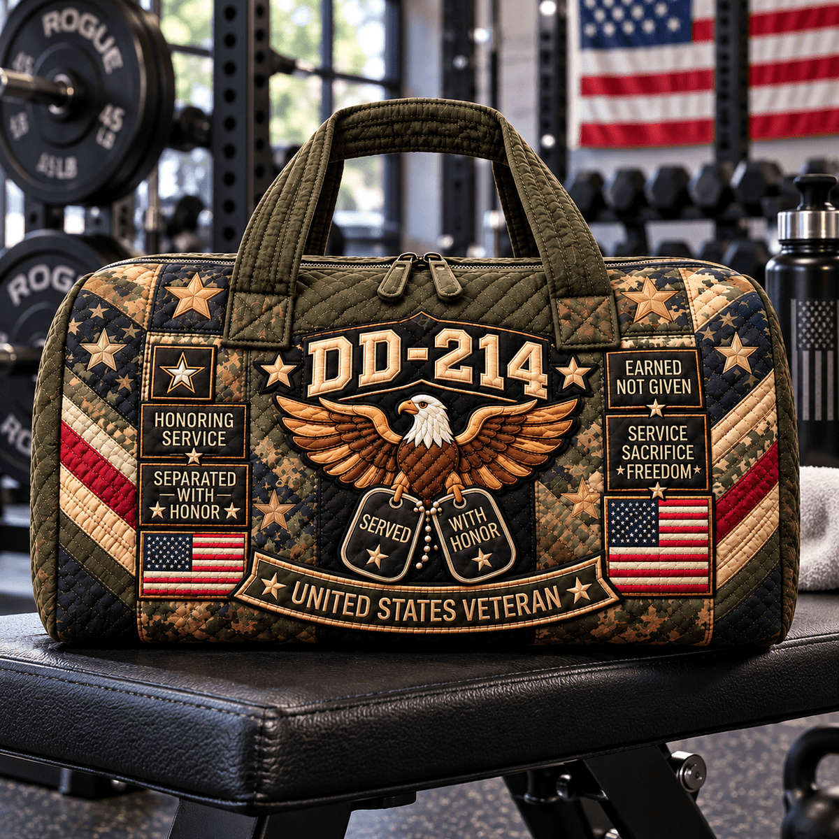 us100% Handmade DD-214 Veteran Honor Quilted Duffel Bag(𝐌𝐢𝐜𝐡𝐚𝐞𝐥 𝐇𝐚𝐫𝐫𝐢𝐬 𝐇𝐚𝐧𝐝𝐦𝐚𝐝𝐞®)