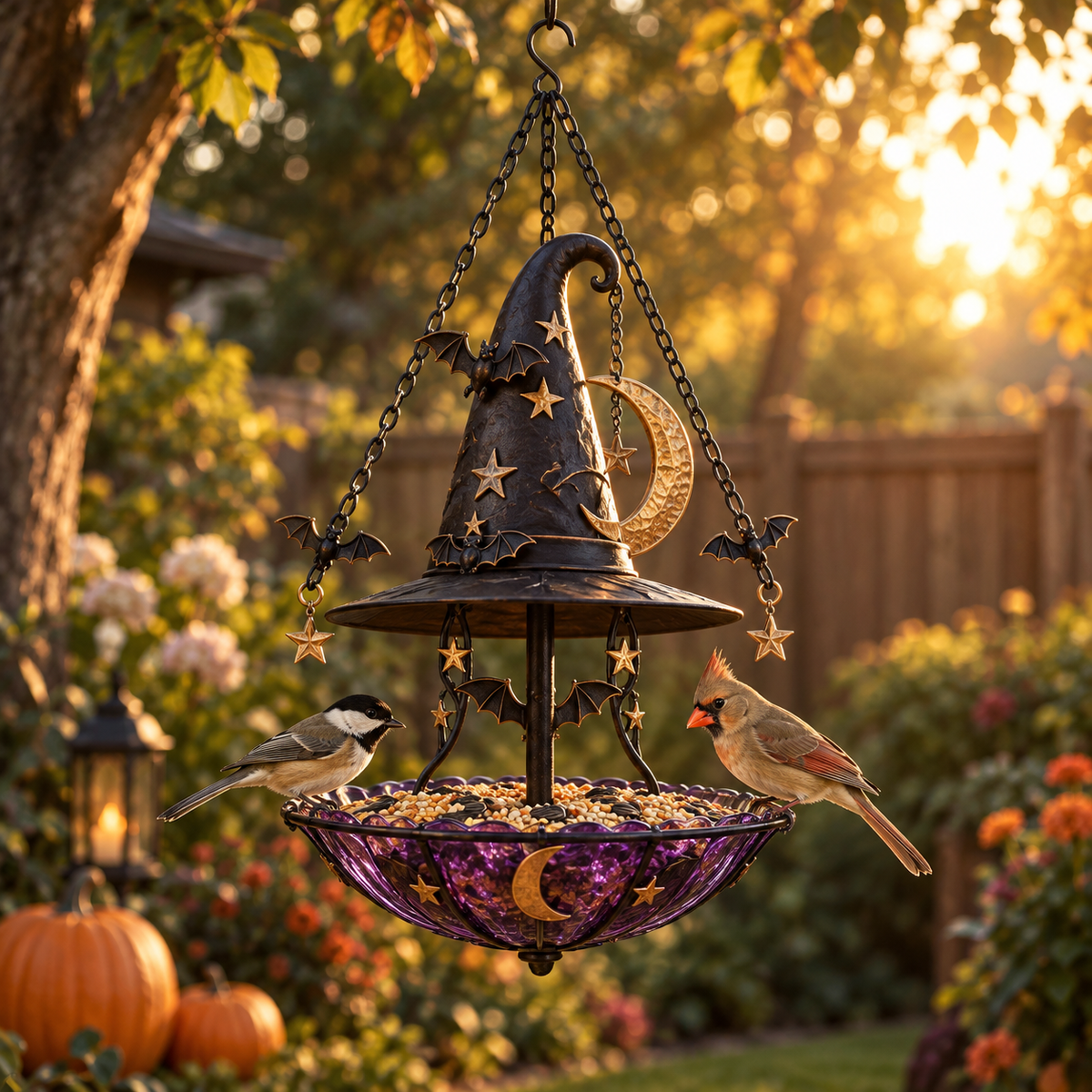 Halloween Solar Cascade Hanging Bird Bath Fountain