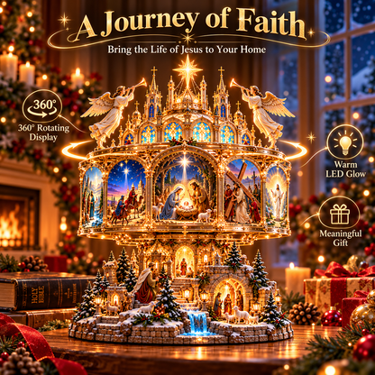 ✝️✨Journey of Faith™ – 360° Rotating Bible Story Light & Nativity Projector