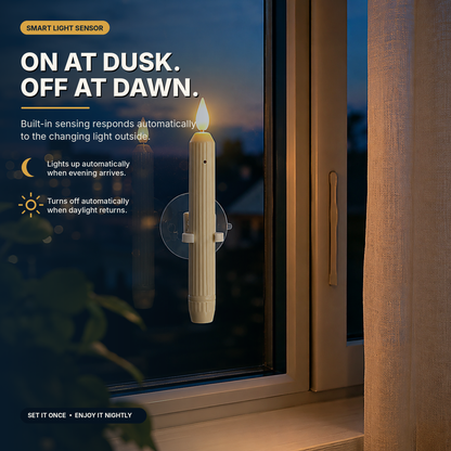 6Pcs Window Flameless Led Taper Candles with Sensor Dusk to Dawn