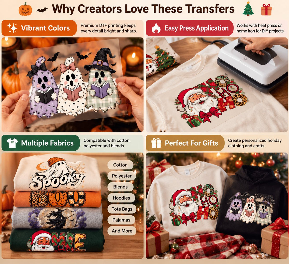 🎃🎄Festive DTF Transfer Collection—Create Custom Apparel From Fall to Winter