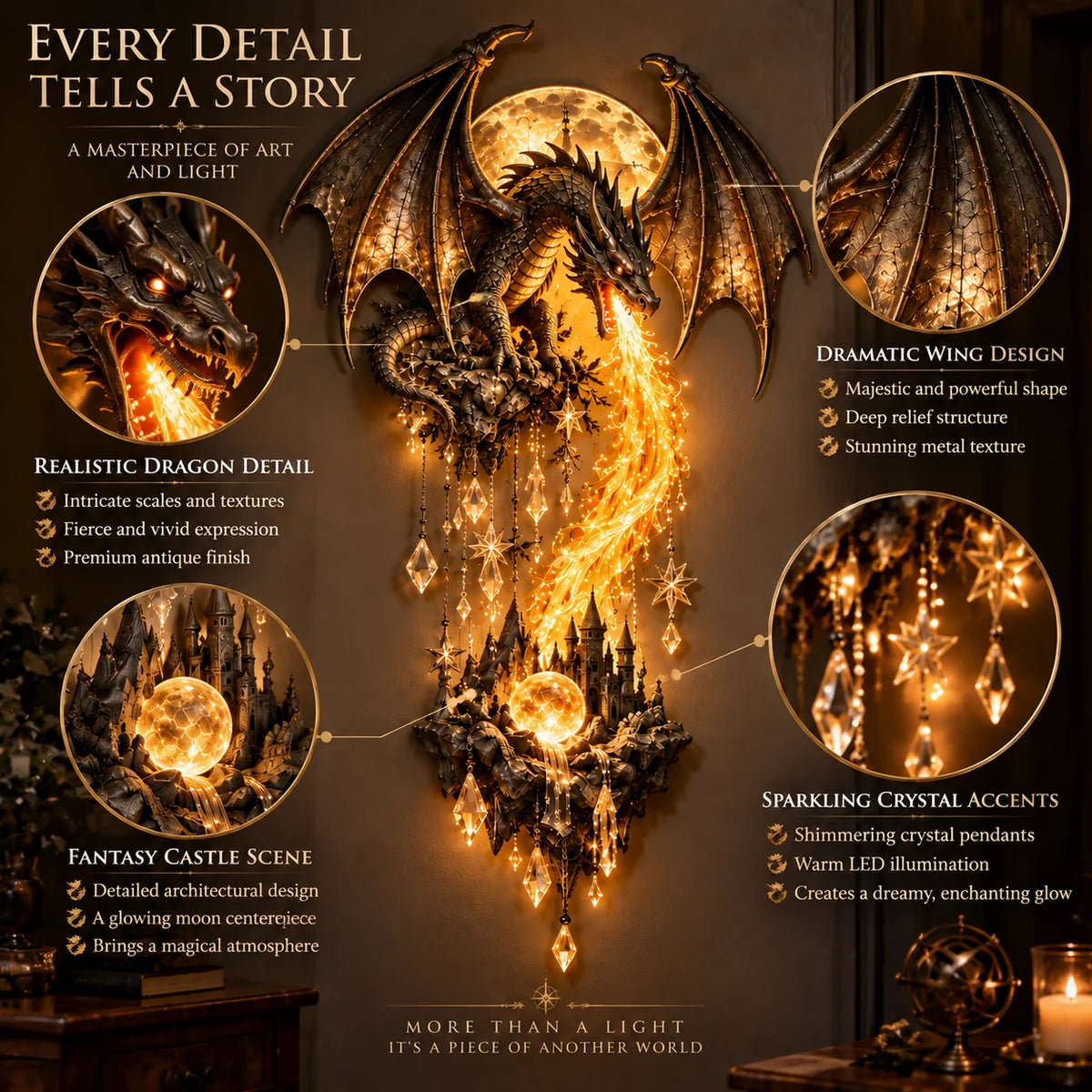 🐲Limited Edition Dragonfire Awakening Wall Decor-✅Easy to assemble ✅Sturdiness