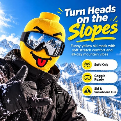 🔥🤣Yellow Blockhead Ski Mask – A Bold and Hilarious Look