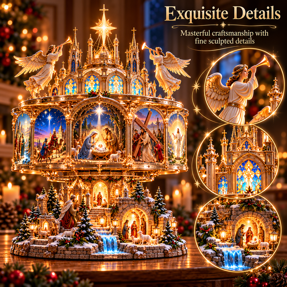 ✝️✨Journey of Faith™ – 360° Rotating Bible Story Light & Nativity Projector