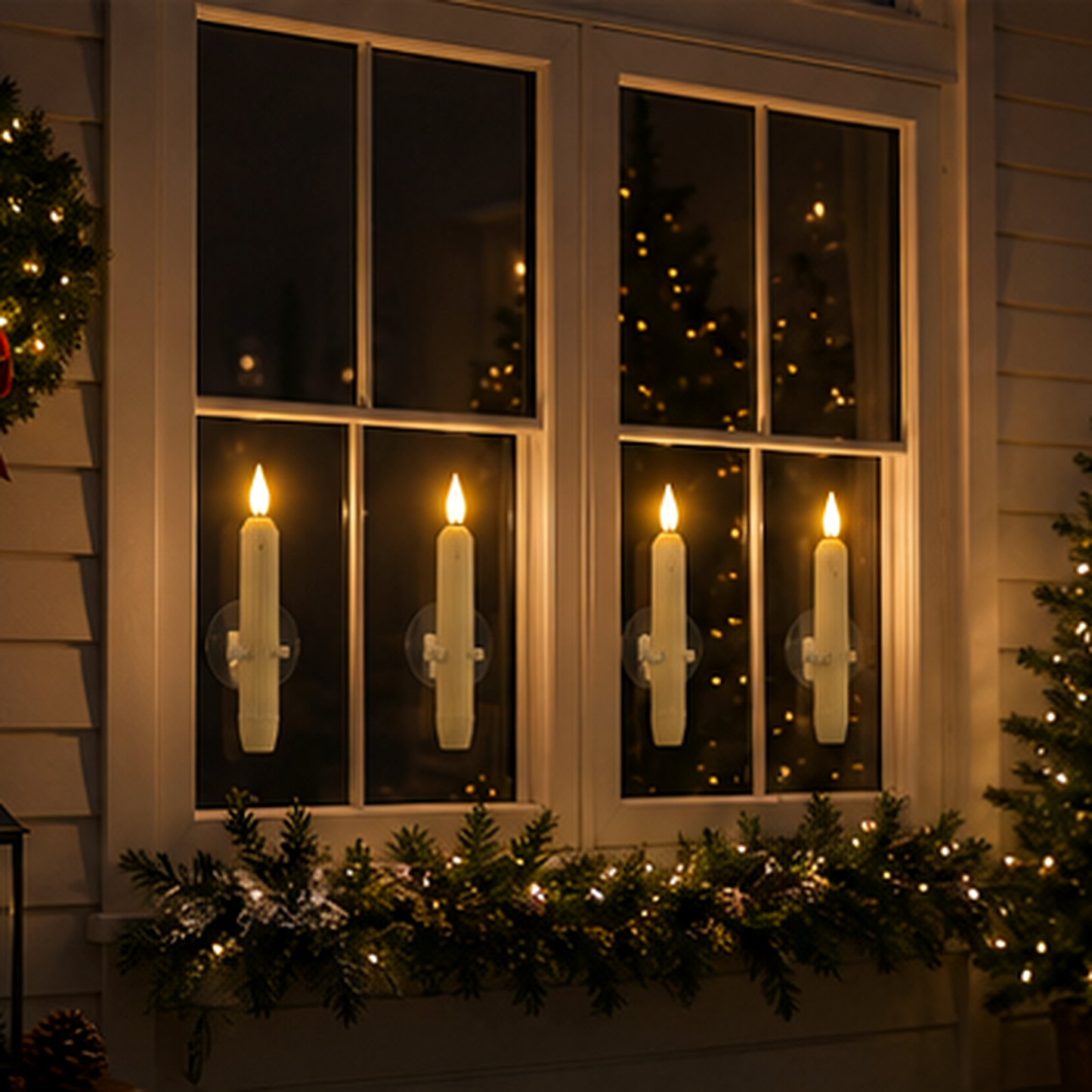 6Pcs Window Flameless Led Taper Candles with Sensor Dusk to Dawn