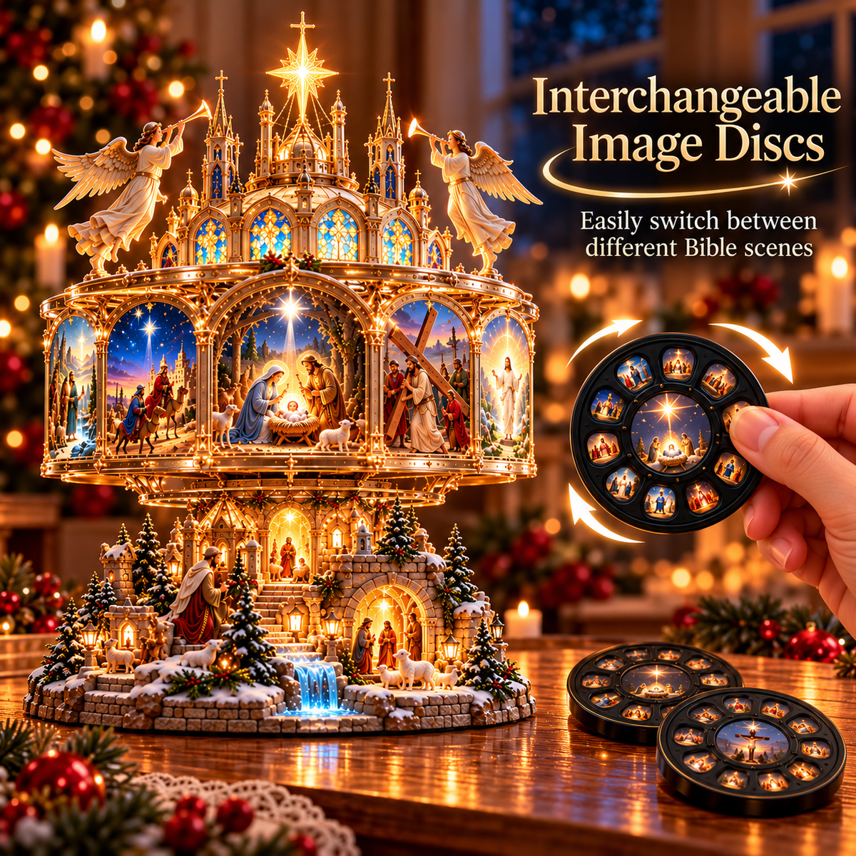 ✝️✨Journey of Faith™ – 360° Rotating Bible Story Light & Nativity Projector
