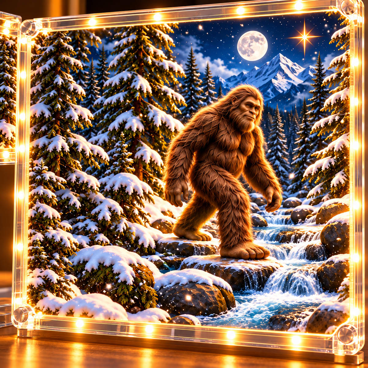 Quiet Sasquatch winter forest scene