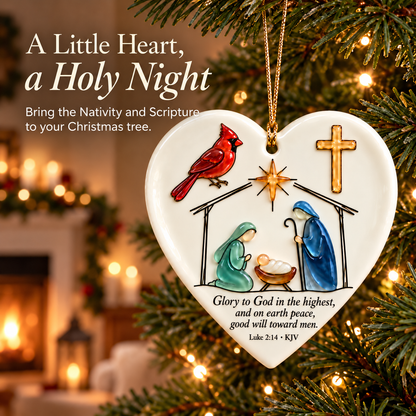 🤍✨ Sacred Stories™ Sea Glass Relief Bible Verse Heart Ornament ✝️