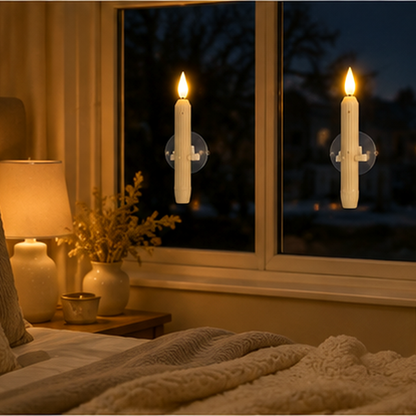 6Pcs Window Flameless Led Taper Candles with Sensor Dusk to Dawn