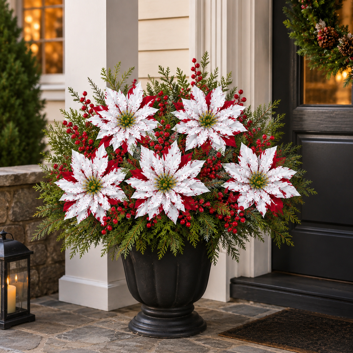 🌺Christmas Poinsettia Planter Inserts-☀️Won’t Fade In Sunlight💧Zero Watering Ever Needed🌸Looks Real Up Close