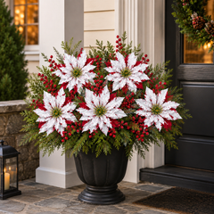 🌺Christmas Poinsettia Planter Inserts-☀️Won’t Fade In Sunlight💧Zero Watering Ever Needed🌸Looks Real Up Close