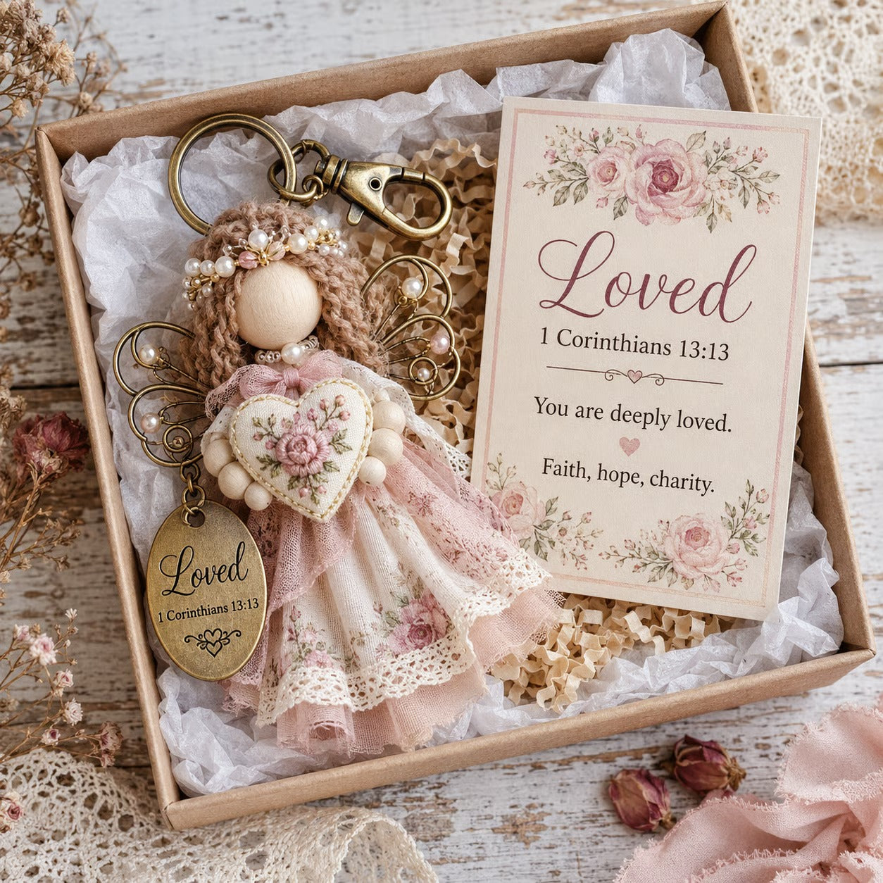 🔥⏳ Last Day 49% OFF – 🪽Inspirational Scripture Keychain Gift Set | Faith Charm, Verse Card & Gift Box