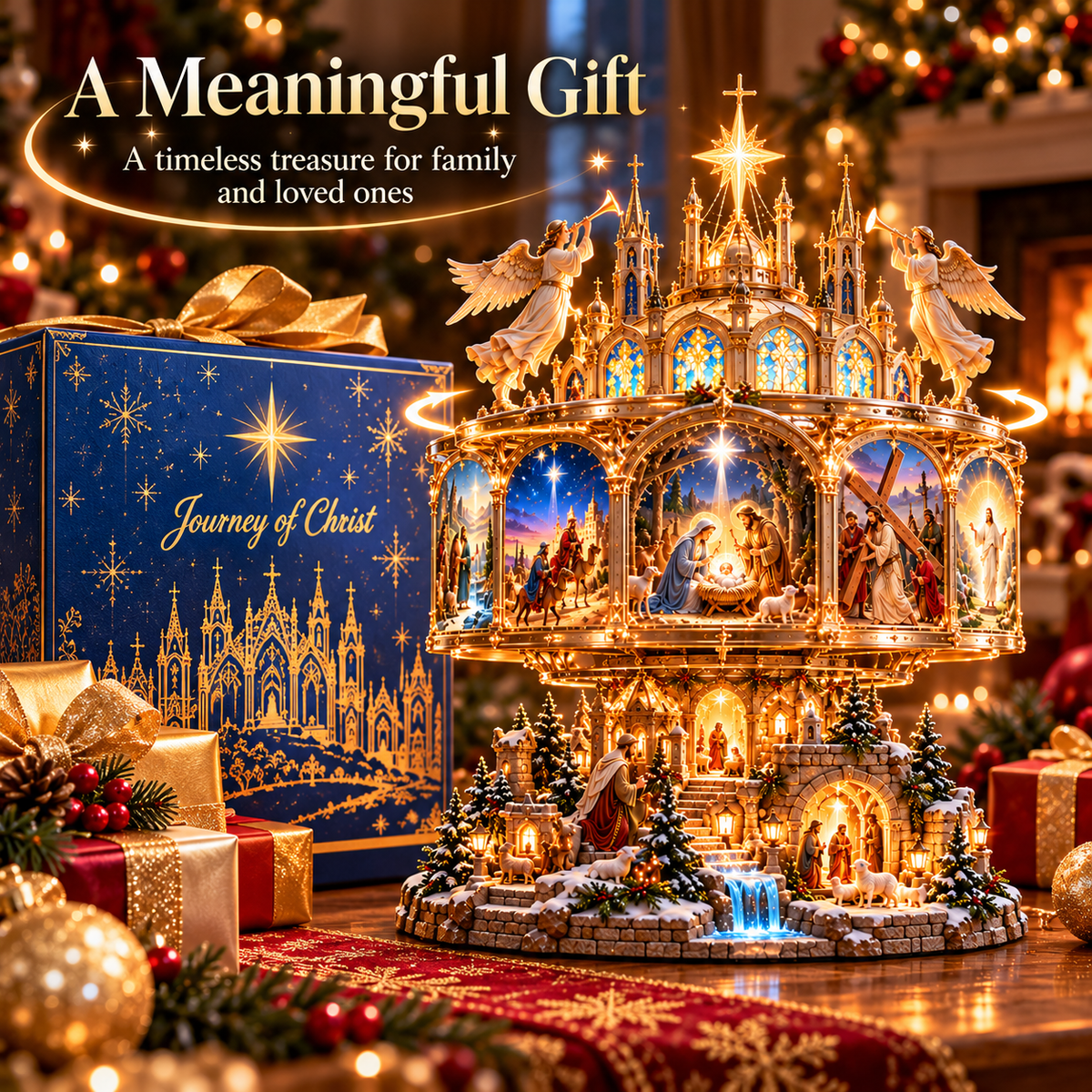 ✝️✨Journey of Faith™ – 360° Rotating Bible Story Light & Nativity Projector
