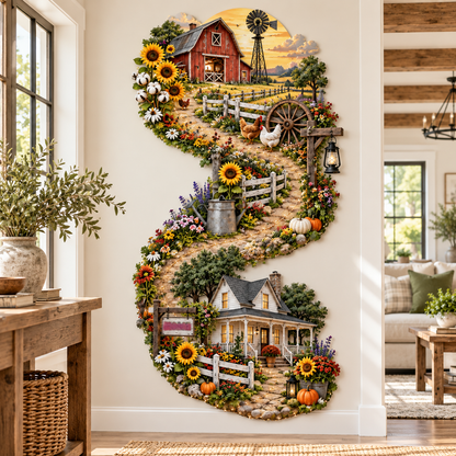🌻Country Road Home – Illuminated Farmhouse Wall Art