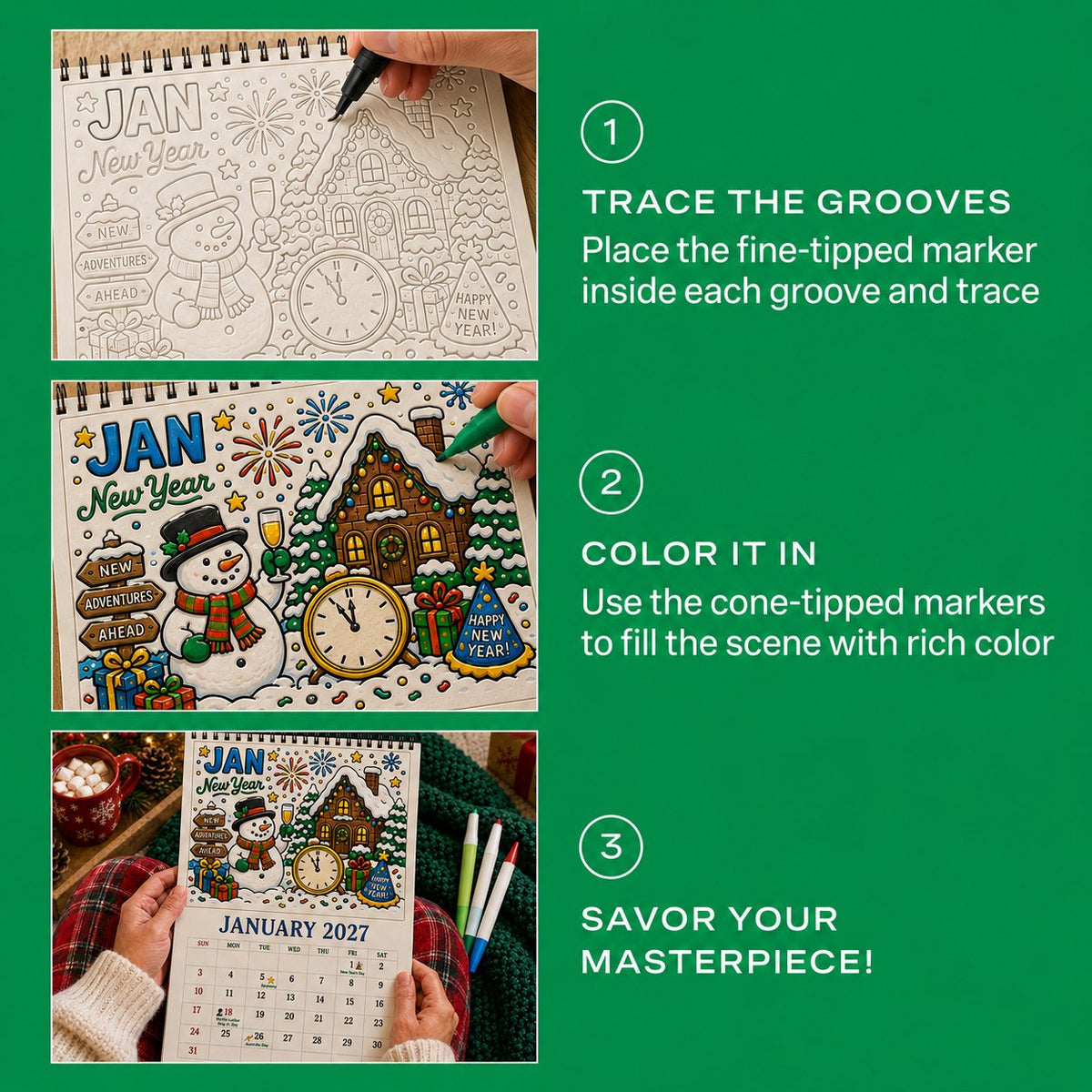 How to trace and color the 2027 calendar