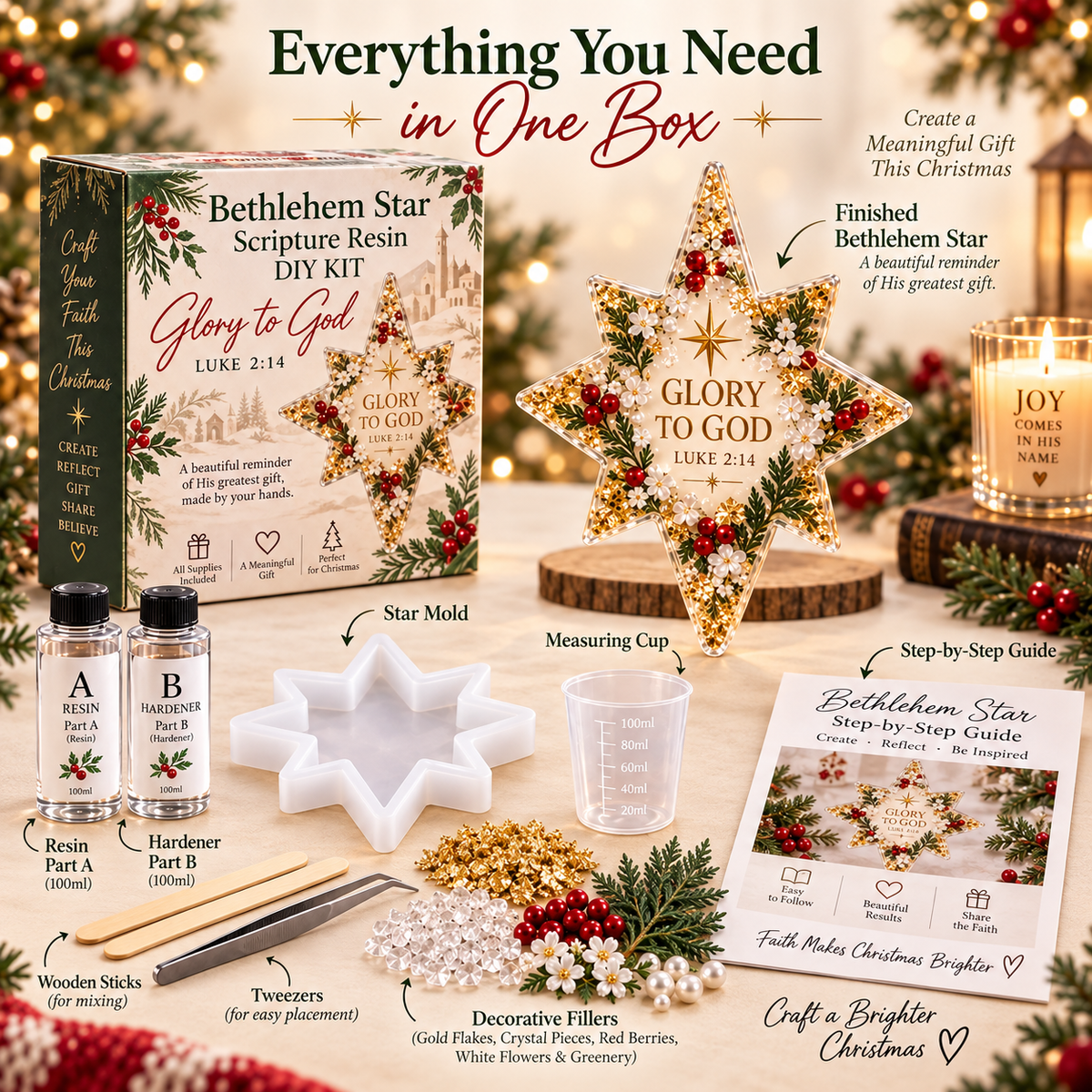 ✝️Bethlehem Star Scripture DIY Kit -💕Tools & Step-by-Step Guide Included