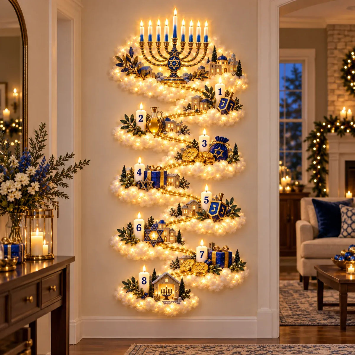 Eight Nights of Light Hanukkah wall decor