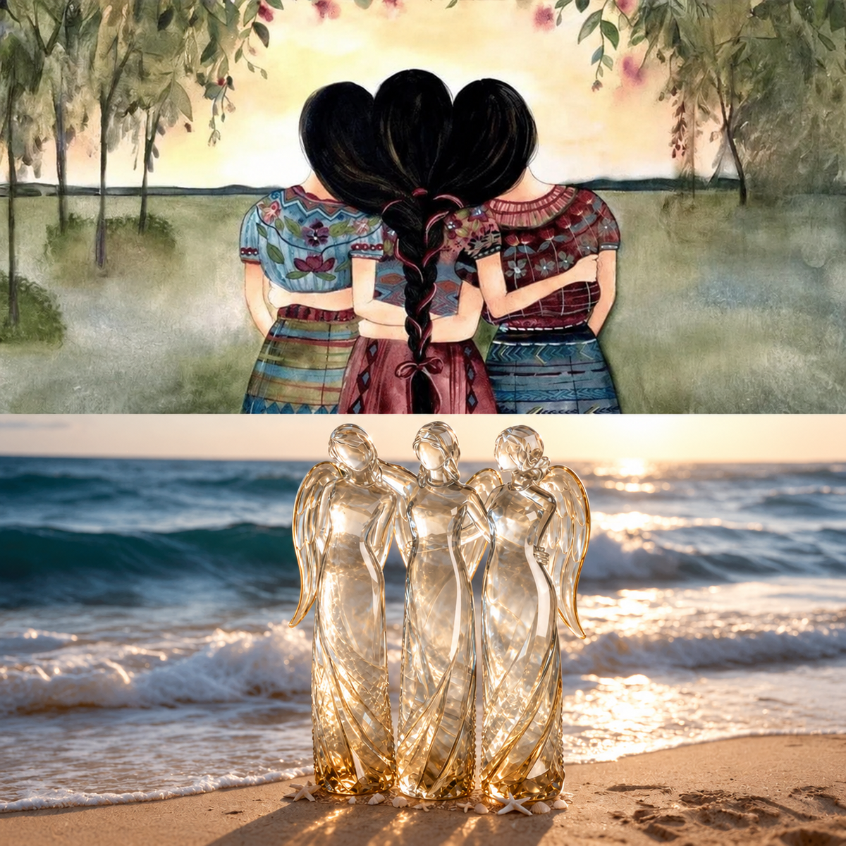 👩🏻‍🤝‍👩🏻Sisters by My Side, Celebrates Friendships Three Sisters Sculpture