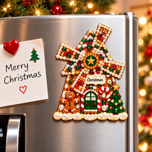 🔥DIY Pearl Art Christmas Windmill Fridge Magnet🌲