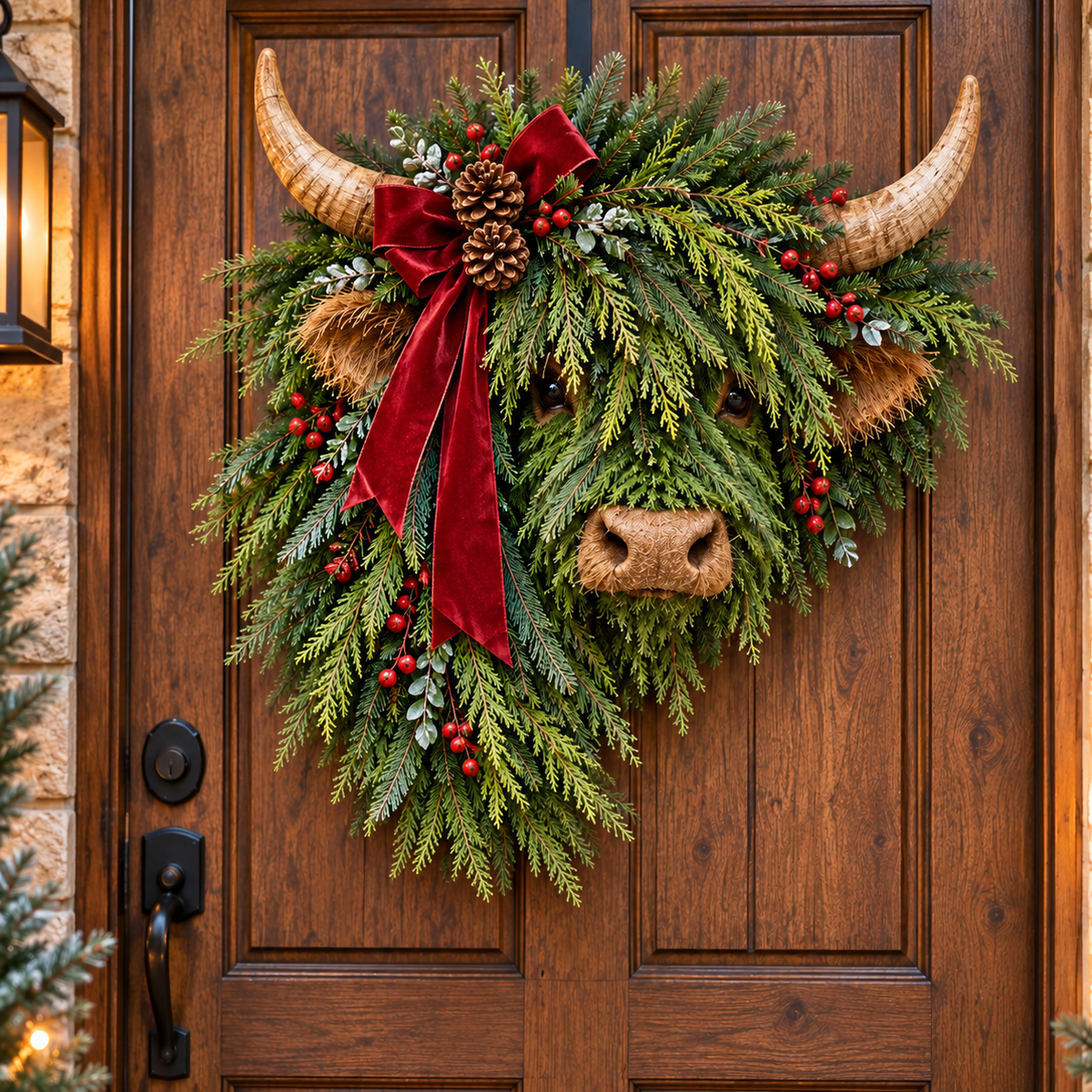 Highland Cow Christmas Wreath