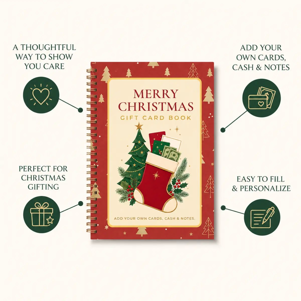 🎁🎅🏼Christmas Gift Card Memory Book – 14 Festive Pages, Built to Last