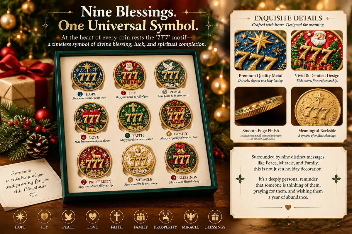 Nine 777 Christmas blessing coin designs
