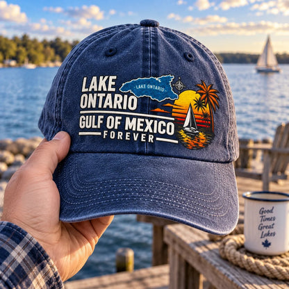 🔥LAST DAY 49% OFF - 🍁🌊Lake Ontario & Gulf Forever Vintage Embroidered Cap (🧢100% Cotton)