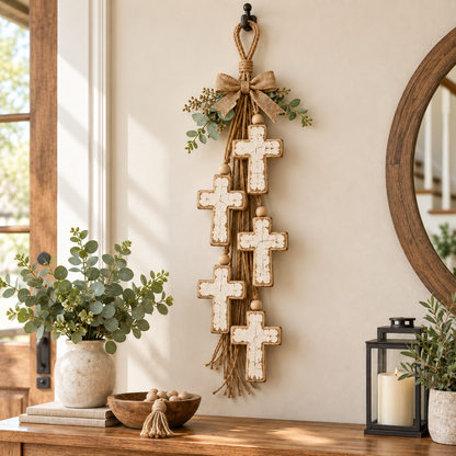 ✝️Faith & Grace Rustic Cross Wall Hanging
