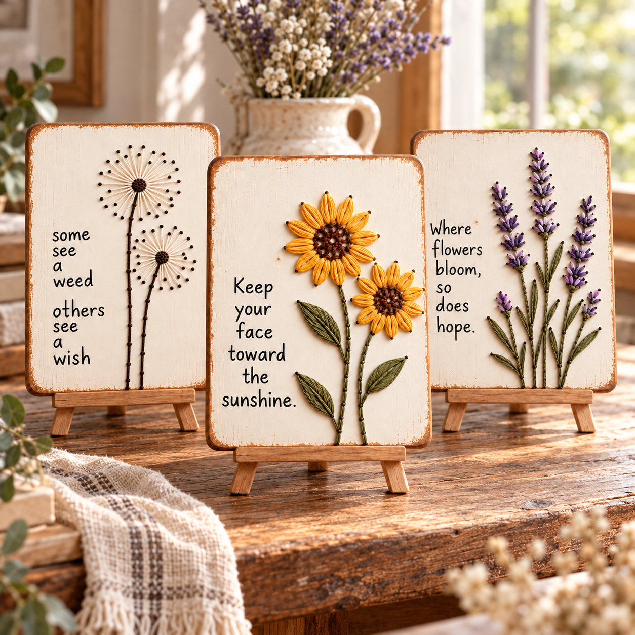 Sunflower lavender and dandelion DIY floral art collection