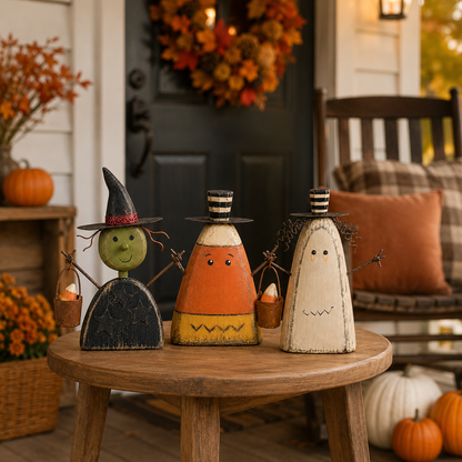 Primitive Halloween Wooden Figurines Set of 3