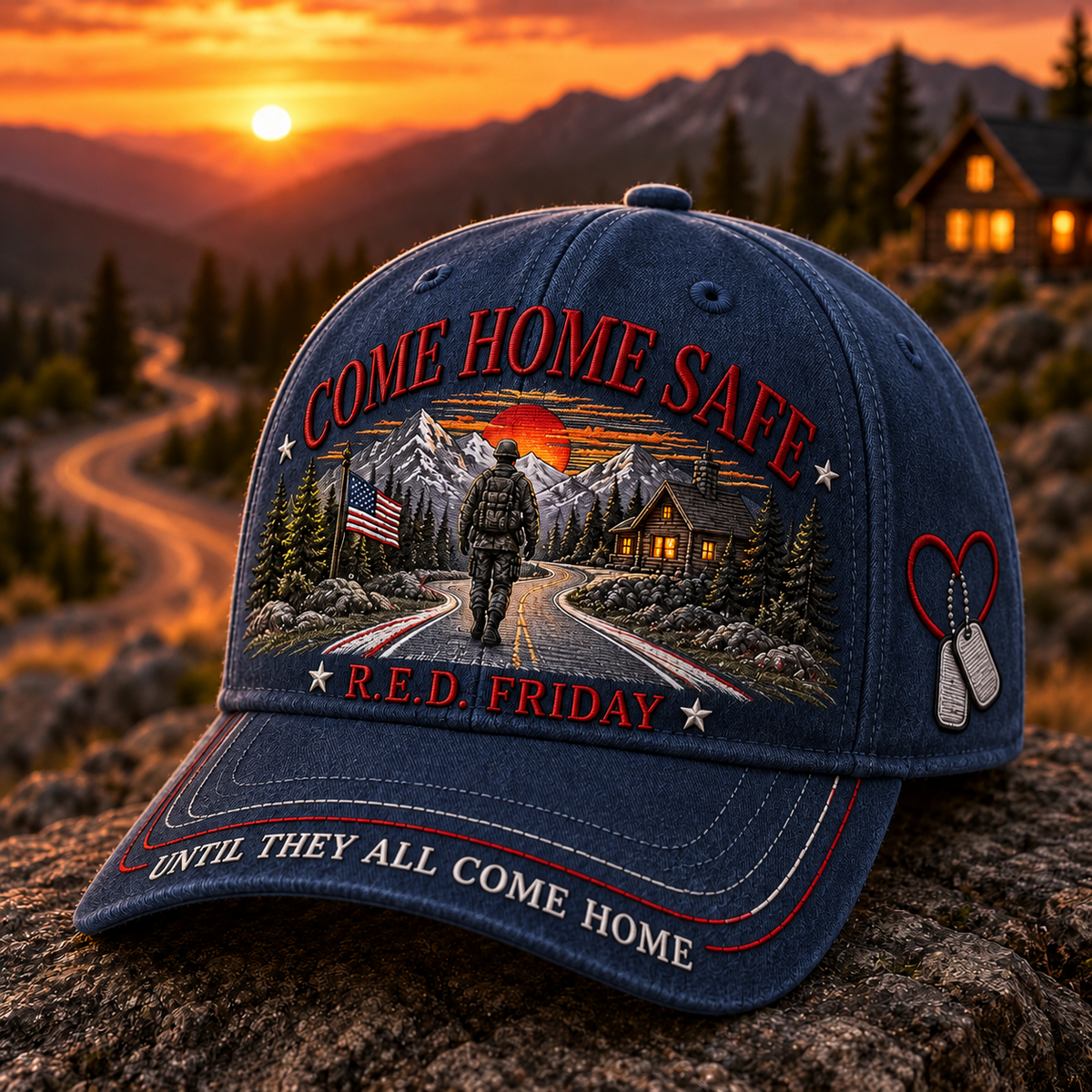🧢100% Cotton RED Friday Come Home Safe Baseball Cap-❤Ultra-Breathable & Lightweight Comfort & Unisex