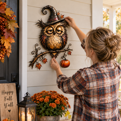✨Whimsical Halloween Wall Decor Collection – Owl, Witch, Black Cat & Raven