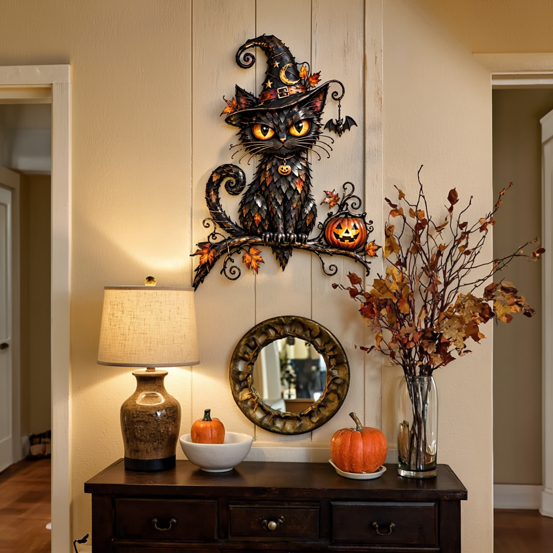 ✨Whimsical Halloween Wall Decor Collection – Owl, Witch, Black Cat & Raven