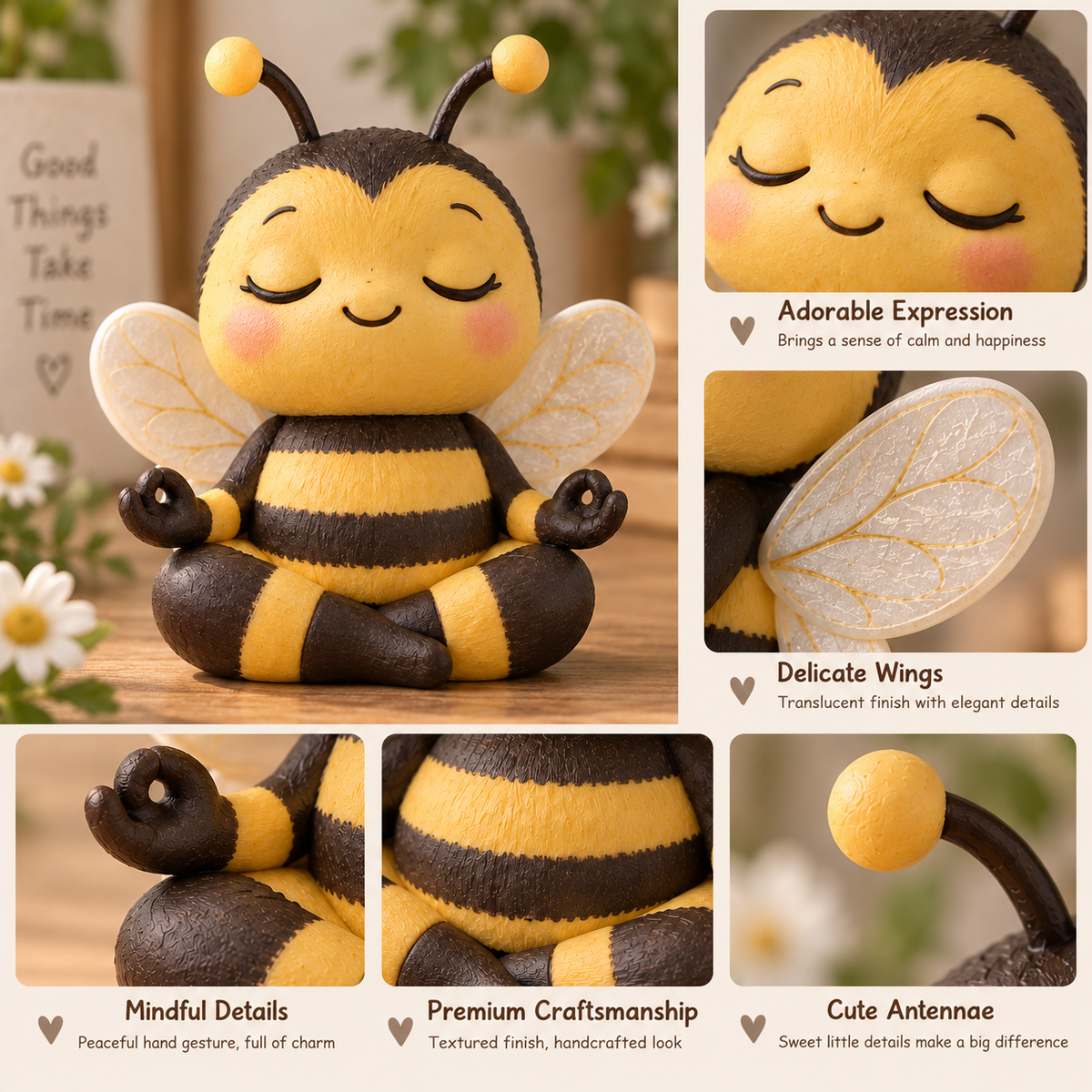 ✨🐝Little Bee, Big Happiness – Adorable Mindful Bee Figurine Collection