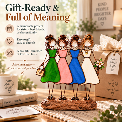 Side by Side Sisters Stained Glass-Inspired Friendship Figurine